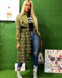 Fashionable Zipper Solid Color Mesh Lace Patchwork Jacket Coat