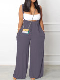 Drawstring Suspenders Wide Leg Trousers Strapless Crop Top Two-Piece Set