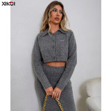 Knitting Suit Women's Autumn Chic Fashion Casual Sweater Skirt Two-Piece Set
