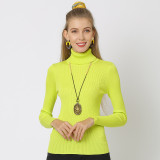 Women's Solid Color Basic Shirt Autumn Knitting Shirt Turtleneck Plus Size Sweater