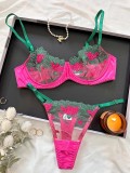 Hot And Sexy Mesh Embroidery See-Through Multi-Colored Sexy Lingerie For Women