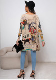 Plus Size Cartoon Print Sweater Long Sleeve Women Casual Pullover Loose Knitting Shirt Top