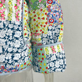 Autumn And Winter Turndown Collar Fashionable Printed Cotton-Padded Jacket