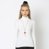 Women's Solid Color Basic Shirt Autumn Knitting Shirt Turtleneck Plus Size Sweater