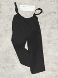 Drawstring Suspenders Wide Leg Trousers Strapless Crop Top Two-Piece Set