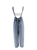 Drawstring Suspenders Wide Leg Trousers Strapless Crop Top Two-Piece Set