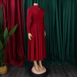 Women's Fashion Chic Pleated African Plus Size Swing Dress