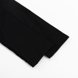 Autumn And Winter Women's Clothing Trends Black And White Contrast Slit Maxi Dress Peter Pan Collar Long Sleeve French Dress