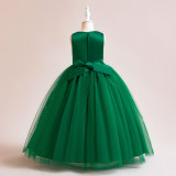 Girl's Wedding Dress Embroidered Children's Mesh Puffy Princess Dress
