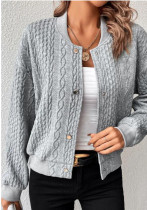 Autumn Comfortable Loose Jacquard Stand Collar Single Breasted Top Baseball Uniform For Women