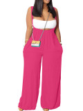 Drawstring Suspenders Wide Leg Trousers Strapless Crop Top Two-Piece Set