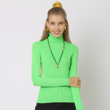 Women's Solid Color Basic Shirt Autumn Knitting Shirt Turtleneck Plus Size Sweater