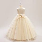 Girl's Wedding Dress Embroidered Children's Mesh Puffy Princess Dress