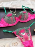 Hot And Sexy Mesh Embroidery See-Through Multi-Colored Sexy Lingerie For Women