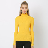 Women's Solid Color Basic Shirt Autumn Knitting Shirt Turtleneck Plus Size Sweater