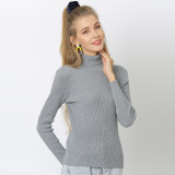 Women's Solid Color Basic Shirt Autumn Knitting Shirt Turtleneck Plus Size Sweater