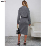 Knitting Suit Women's Autumn Chic Fashion Casual Sweater Skirt Two-Piece Set