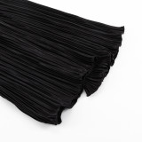 Women's Autumn Round Neck Belt Bell Bottom Long Sleeve Long Pleated Dress