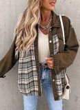Autumn And Winter Denim Jacket Long Sleeve Plaid Buttoned Shirt Top