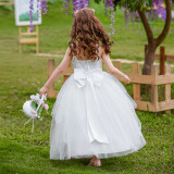 Long Princess Dress Tutu Skirt Girl's Catwalk Show Mesh Embroidered Performance Dress