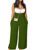 Drawstring Suspenders Wide Leg Trousers Strapless Crop Top Two-Piece Set
