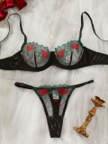 Hot And Sexy Mesh Embroidery See-Through Multi-Colored Sexy Lingerie For Women