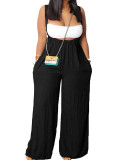 Drawstring Suspenders Wide Leg Trousers Strapless Crop Top Two-Piece Set