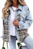 Autumn And Winter Denim Jacket Long Sleeve Plaid Buttoned Shirt Top