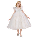 Children's Princess Dress Mesh Wedding Dress Long Flying Sleeve Dress