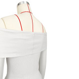Women Irregular Off Shoulder Turndown Collar Top and Bell Bottom Pants Two-piece Set