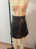 Women Casual PU-Leather Shorts