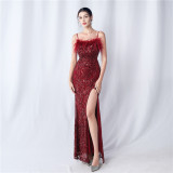 Plus Size Women Sequin Formal Party Maxi Evening Dress