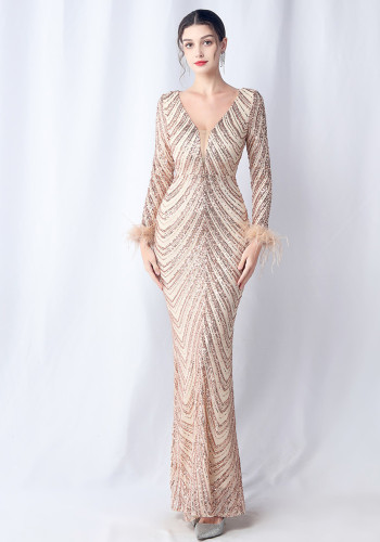 Plus Size Women Sequin Formal Party Maxi Evening Dress