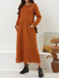 Plus Size Women Knitting Lace and Velvet Casual Maxi Dress