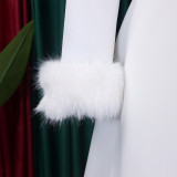 Winter Chic Elegant Fur Decorated Long Sleeve A-Line African Party Dress