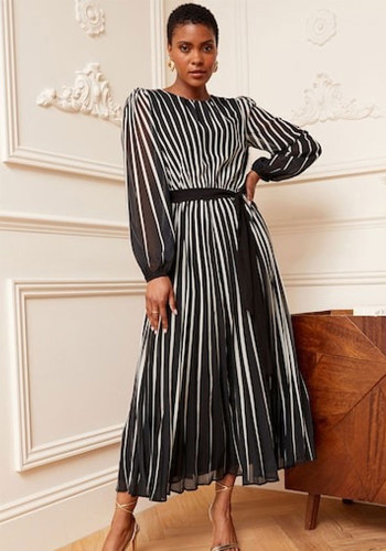 Women Casual Long Sleeve Printed Maxi Dress