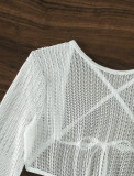 Women mesh hollow drawstring Lace-Up Swimwear Three-Piece