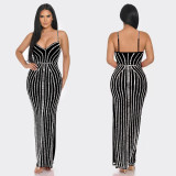 Women Solid Beaded Suspender Maxi Dress