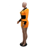 Women Sequined Color Block Party Dress