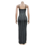 Women Solid Beaded Suspender Maxi Dress