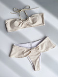 Sexy Knotted Women Solid Color Two Piece Bikini Swimsuit