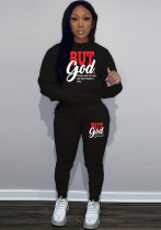 Women's Two-Piece Casual Printed Fleece Hoodie Pants Set Women's Two-Piece Casual Printed Fleece Hoodie Pants Set