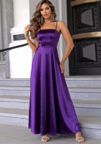 Women Solid Satin Evening Dress