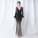 Plus Size Women Sequin Formal Party Maxi Evening Dress