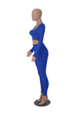 Women Winter Solid Long Sleeve Square Neck Top and Pant Two-piece Set