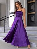 Women Solid Satin Evening Dress