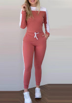 Women Sports Colorblock Long Sleeve Top and Pants Casual Two-piece Set Women Sports Colorblock Long Sleeve Top and Pants Casual Two-piece Set