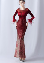 Plus Size Women Sequin Formal Party Maxi Evening Dress