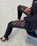 Women Chic Sexy Cutout Patchwork Lace Beaded Pants
