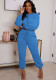 Solid Color Fleece Long Sleeve Top Stylish Casual Pants Plus Size Two Piece Set